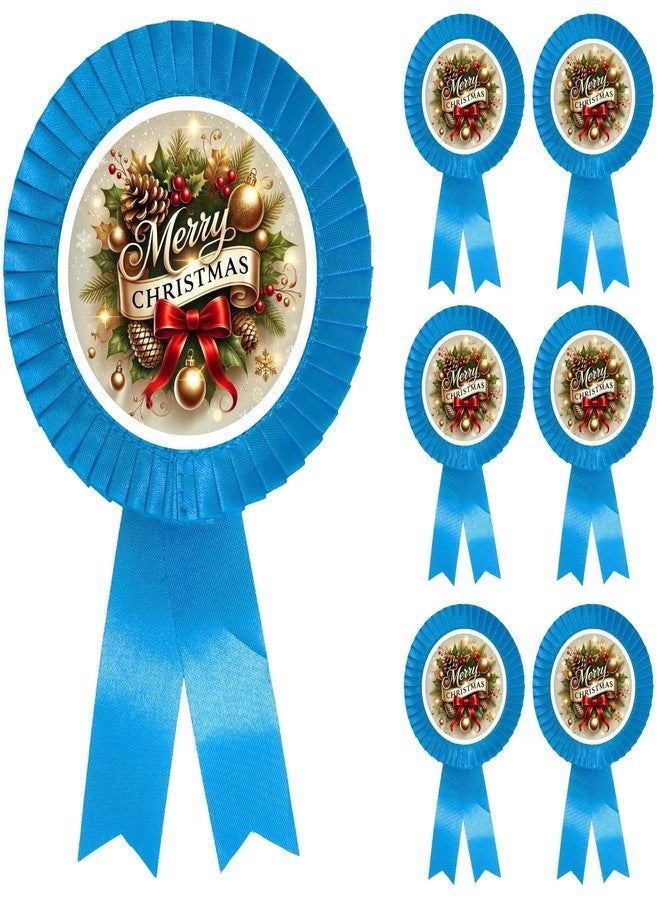 NEXGEN TRENDS Single Line Christmas Satin Ribbon Badge with Merry Christmas Logo - Premium Event Badge for Kids, Schools, Office Parties & Carol Programs (Pack of 10) (Sky Blue) - Image 1